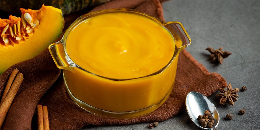 bowl-pumpkin-soup-place-brown-fabric